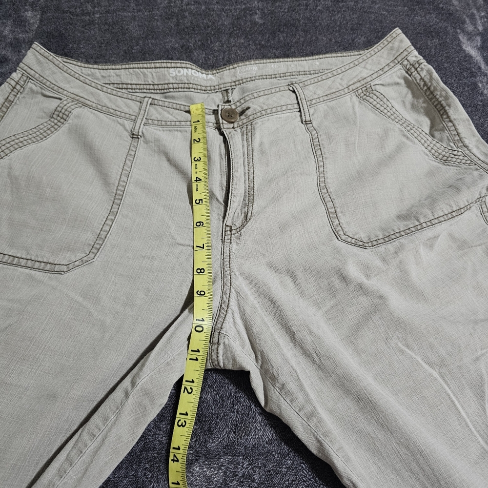 Sonoma Cargo Capri Cropped Pants Light Gray Cotton Lightweight Womens Size 16 - Picture 7 of 13